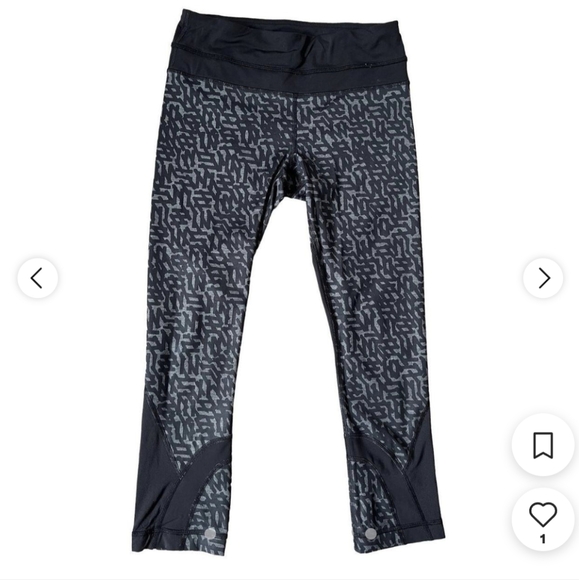 Lululemon Run Inspire Crop II Block it Pocket Leggings Black Grey Size 4 - Picture 3 of 13